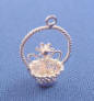 sterling silver 3-d single flower in basket charm
