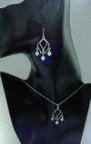 sterling silver rosebud pendant with freshwater pearls necklace and earrings