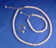 our handcrafted classic freshwater pearl wedding jewelry necklace bracelet and earrings 3-piece jewelry set