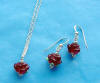 single red rose drop necklace and earrings