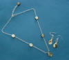 natural mother of pearl calla lily station necklace with calla lily earrings