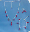 bridesmaid red crystal jewelry set