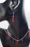 bridesmaid sterling silver and red crystal necklace and earrings jewelry set
