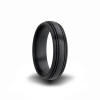 black zirconium wedding band with grooves