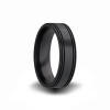 black zirconium wedding ring with grooves