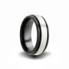 black and gray two tone zirconium wedding band
